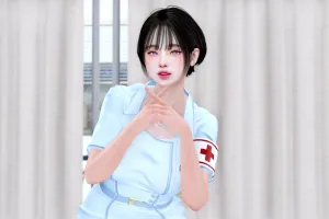 ナース服を着て病室でお仕事